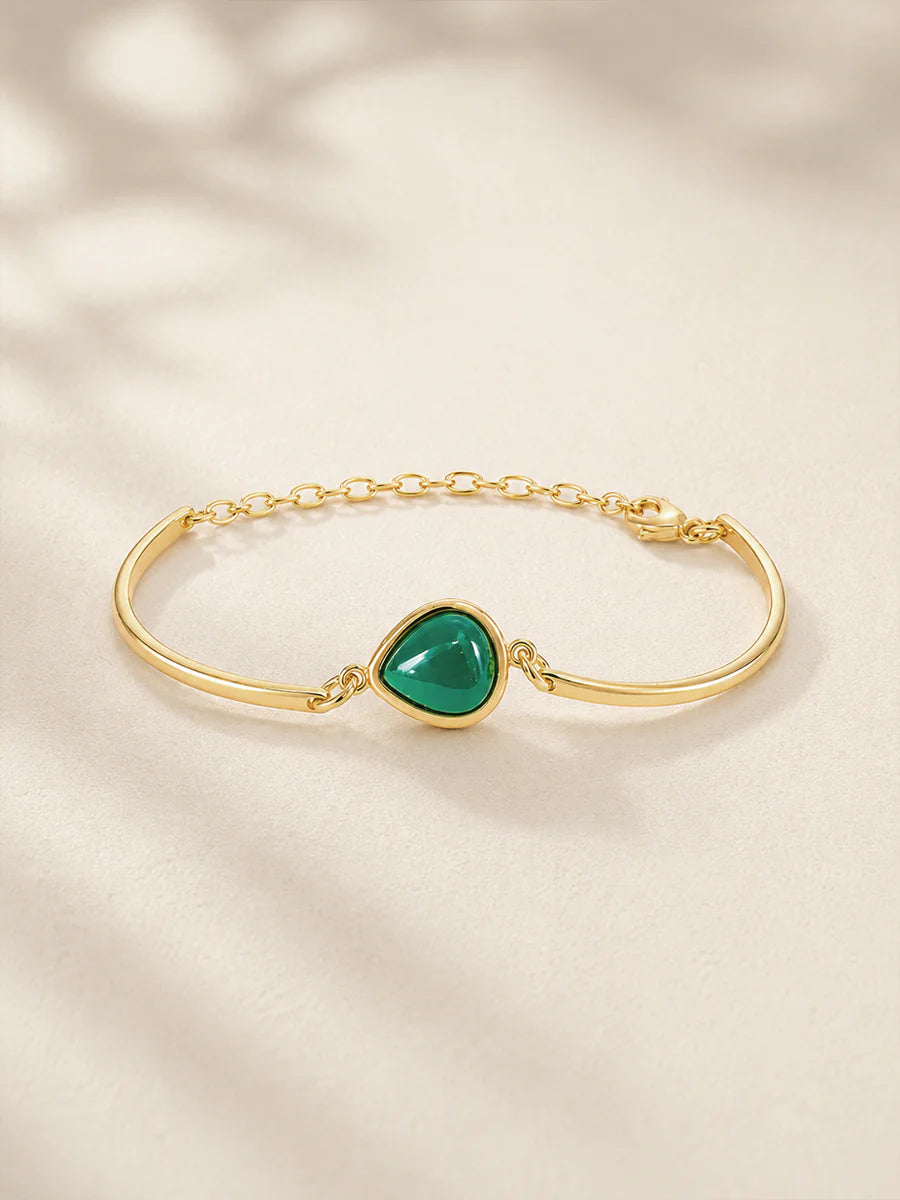 Pulseira com Ágata Verde Natural em Ouro