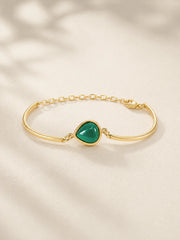 Pulseira com Ágata Verde Natural em Ouro
