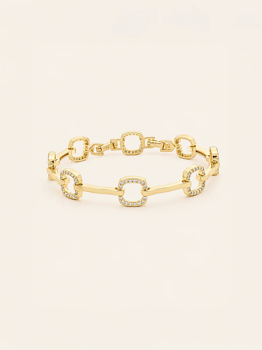 Pulseira Elos Quadrados em Ouro