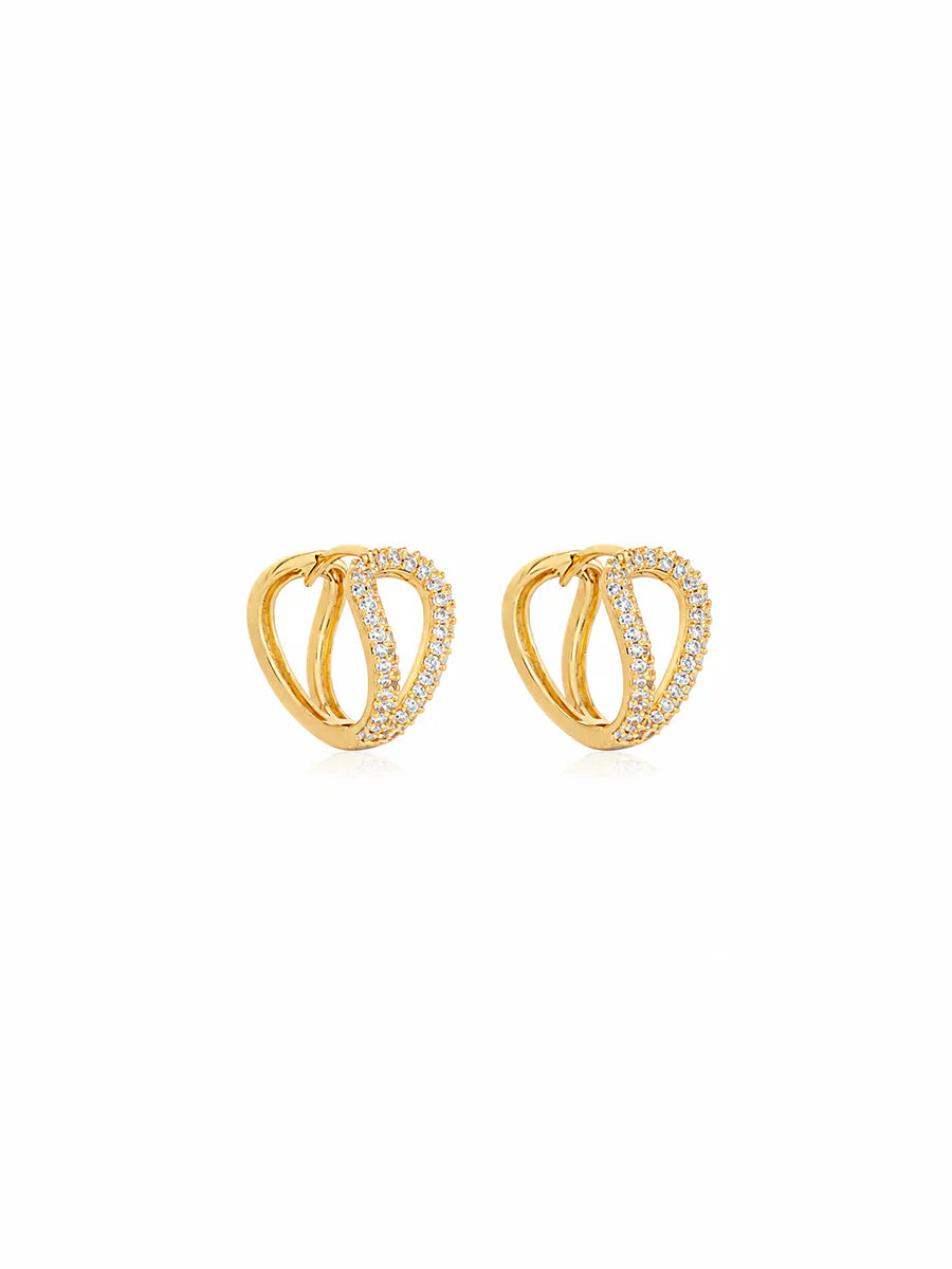 Brinco Argola Cruzada com Zircônias em Ouro