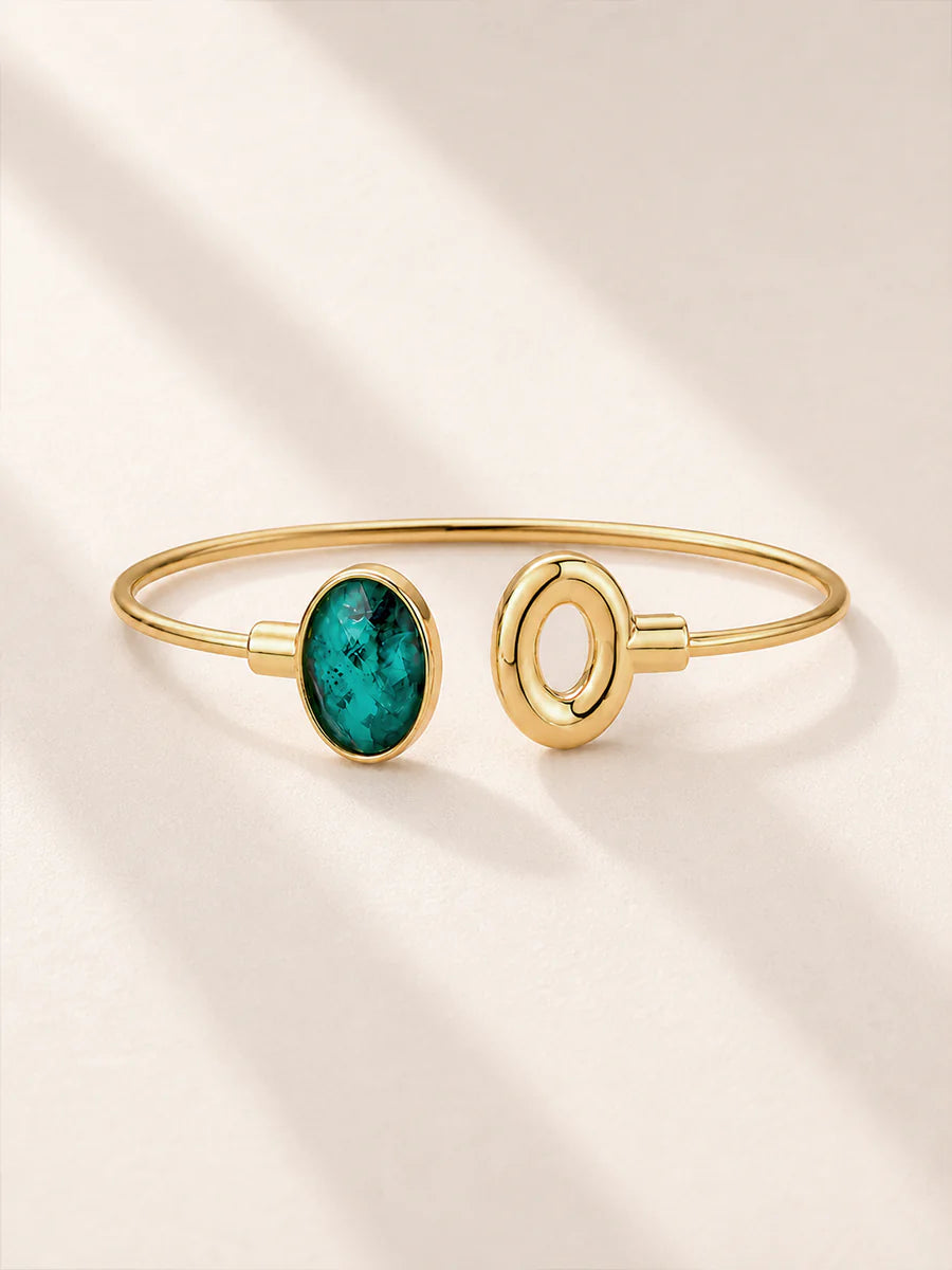Pulseira com Esmeralda Natural em Ouro
