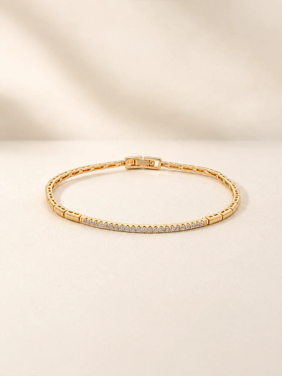 Pulseira Slim com Zircônias em Ouro