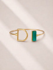 Pulseira com Ágata Verde Natural em Ouro