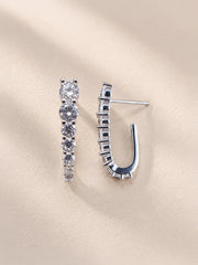 Brinco Ear Hook com Zircônias em Ródio Branco