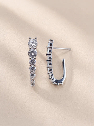 Brinco Ear Hook com Zircônias em Ródio Branco