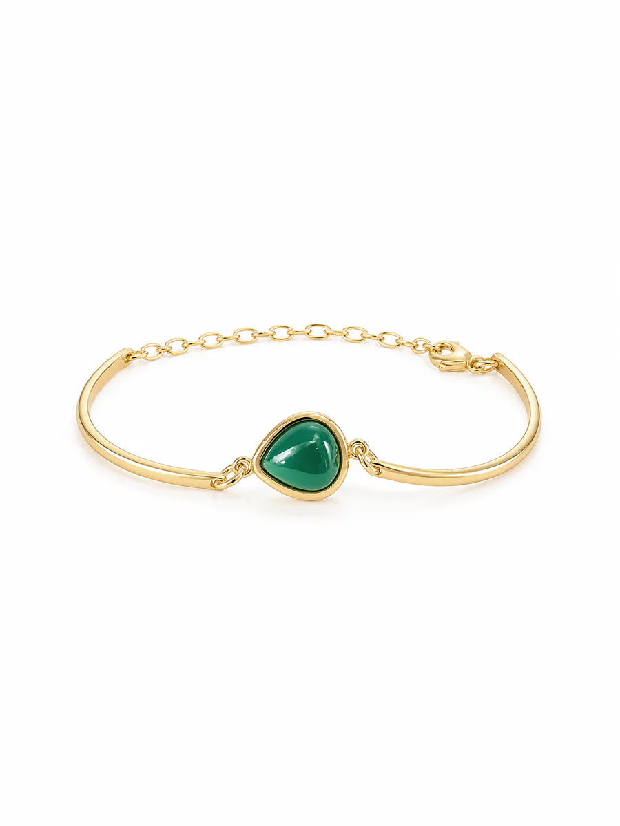Pulseira com Ágata Verde Natural em Ouro