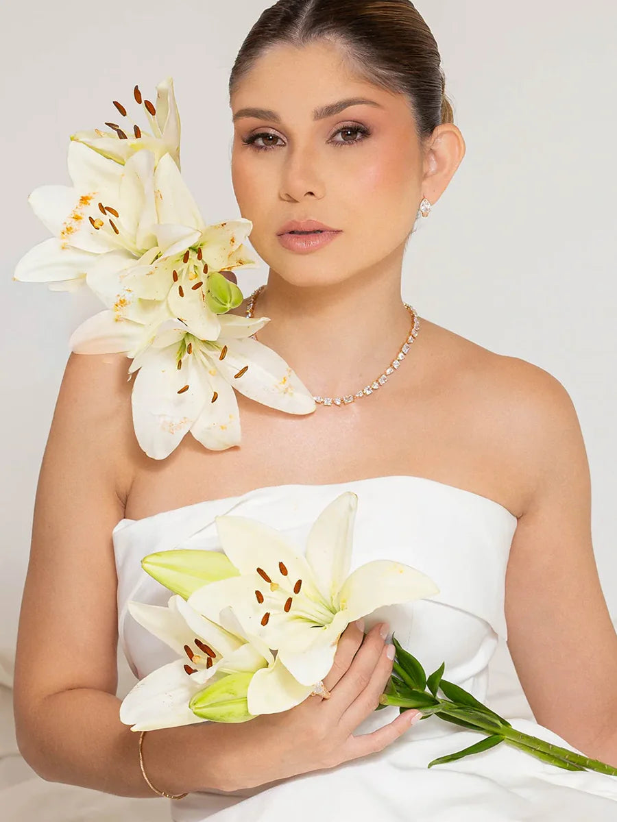 Pulseira Slim com Zircônias em Ouro