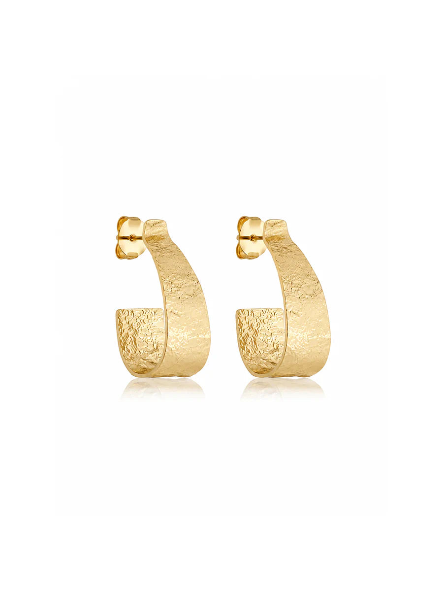 Brinco Argola Texturizada em Ouro