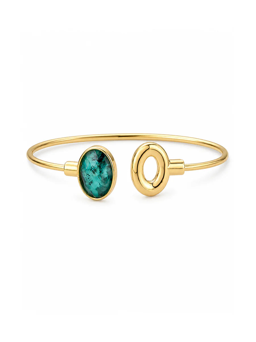 Pulseira com Esmeralda Natural em Ouro