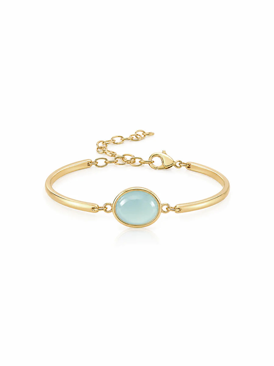 Pulseira com Ágata Azul Natural em Ouro