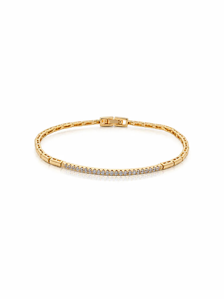 Pulseira Slim com Zircônias em Ouro