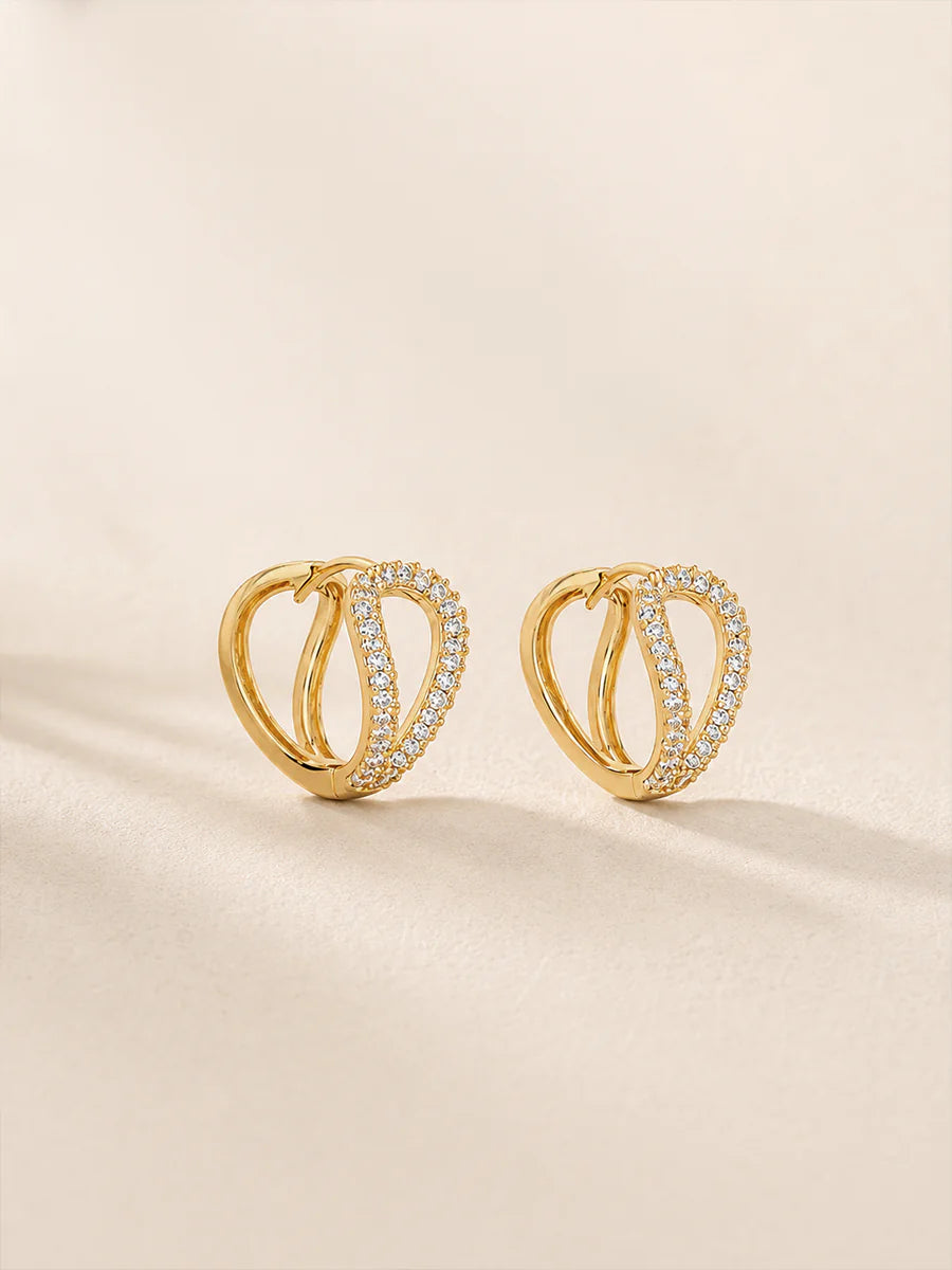Brinco Argola Cruzada com Zircônias em Ouro