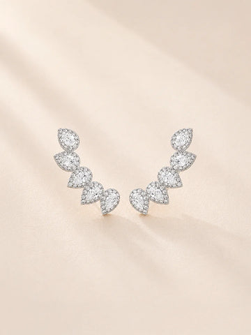 Brinco Ear Cuff com Zircônias em Ouro