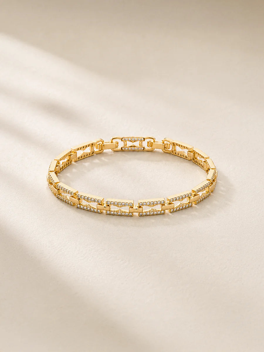 Pulseira Elos com Zircônias em Ouro