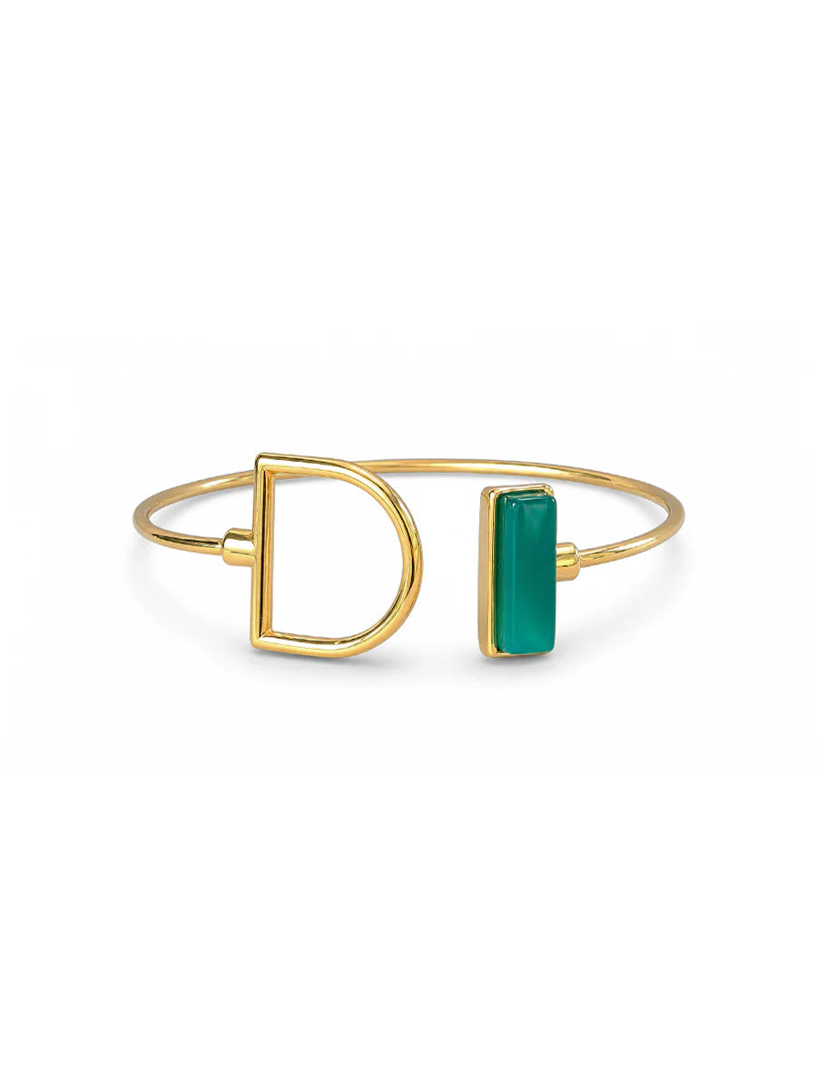 Pulseira com Ágata Verde Natural em Ouro