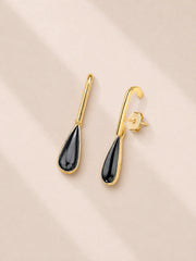 Brinco com Hematita Natural em Ouro
