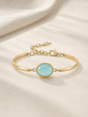 Pulseira com Ágata Azul Natural em Ouro
