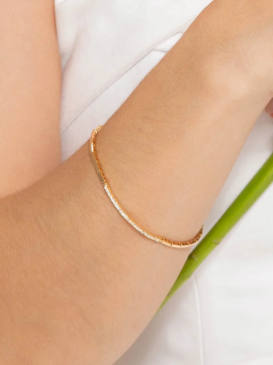Pulseira Slim com Zircônias em Ouro