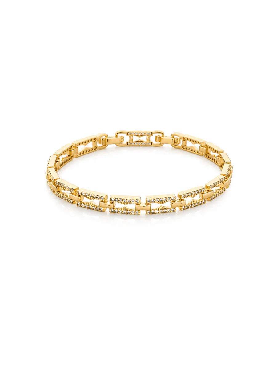 Pulseira Elos com Zircônias em Ouro