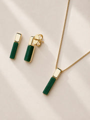 Conjunto com Ágata Verde Natural em Ouro